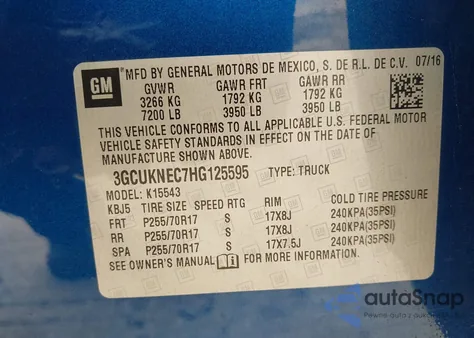 2017 Chevrolet Silverado 1500 Ls from USA, damaged, VIN 3GCUKNEC7HG125595